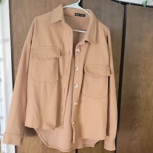 Shein Tan Button-Up Shirt Jacket